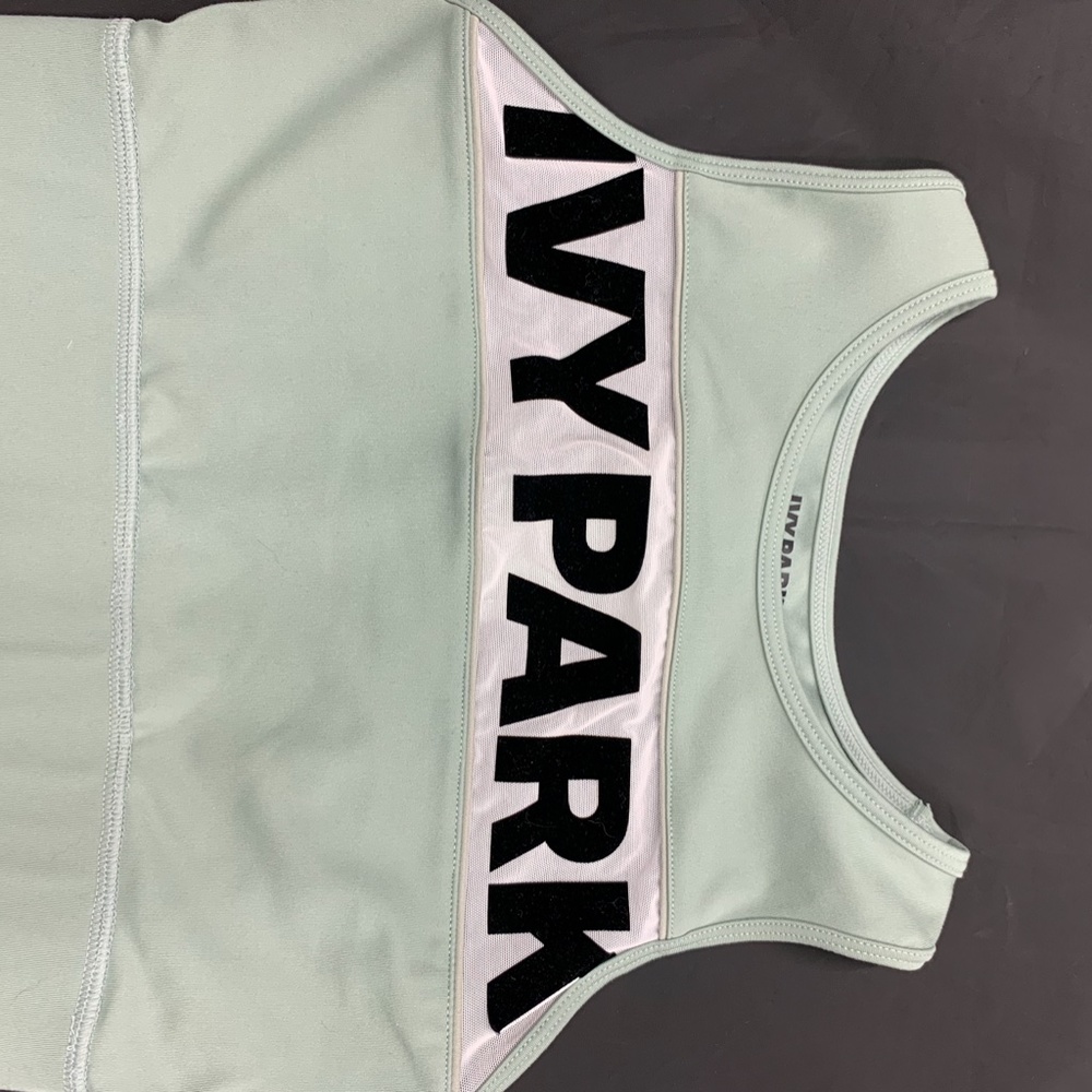Ivy Park  Top, Sage Green with 3-d velvet  Logo - Picture 5 of 9